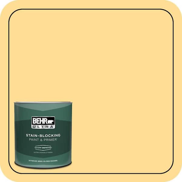 BEHR ULTRA 1 qt. #350B-5 Straw Hat Extra Durable Semi-Gloss Enamel Interior Paint & Primer