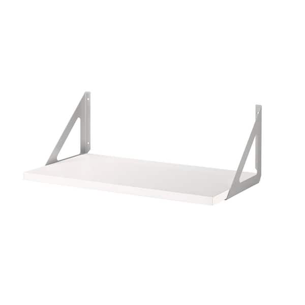 Dolle LITE 23.6 in. x 9.8 in. x 0.75 in. White MDF Decorative Wall Shelf with TRI Brackets
