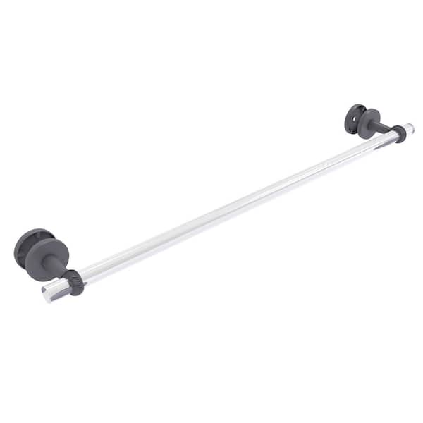 Allied Brass Clearview 30 in. Shower Door Towel Bar with Twisted Accents in Matte Gray