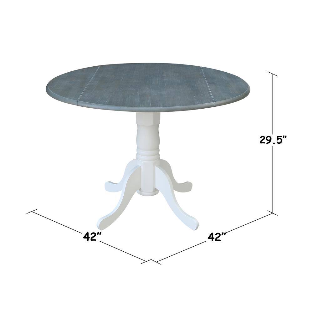 Heather Gray & White 42" Round Wood Extendable Dining Table