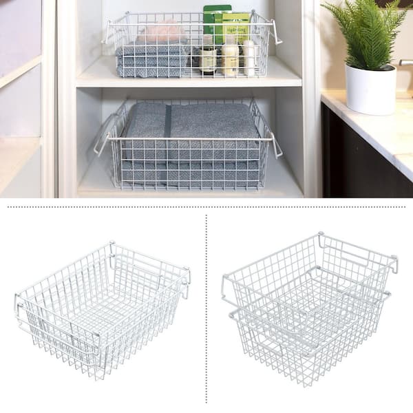 NEPA Market White Plastic Bins/Storage Organizers 3 Pack - Pantry Baskets,  Bins for Shelves, Organizer and Storage for Bathroom, Bedrooms, Kitchens