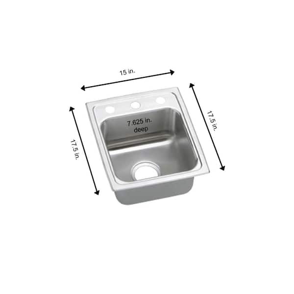 Lustertone 15 in. Drop-in Single Bowl 18-Gauge Stainless Steel Bar Sink Only