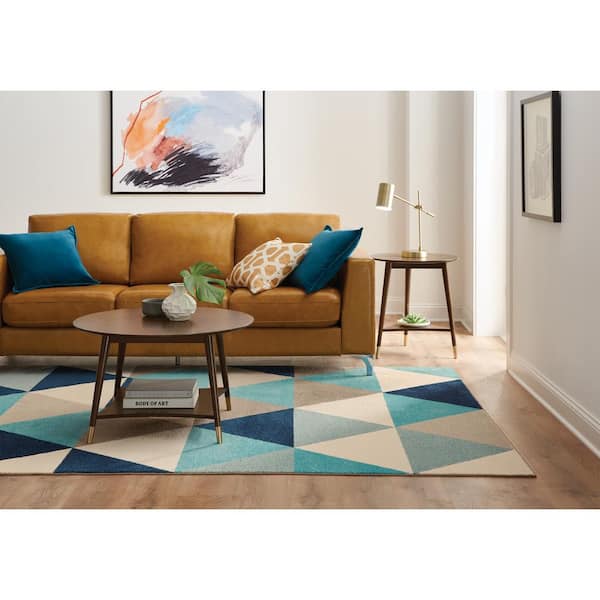 Tangier Blue Geo 3 ft. x 7 ft. Geometric Runner Rug