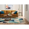 StyleWell Blue Tile Geo 3 ft. x 4 ft. Area Rug 22763 - The Home Depot