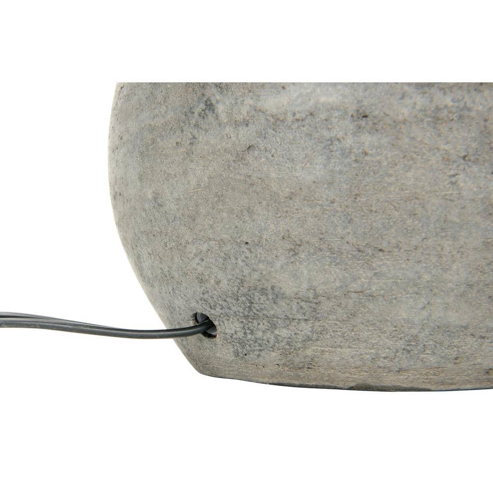 Distressed Grey Terracotta Table Lamp with White Canvas Shade