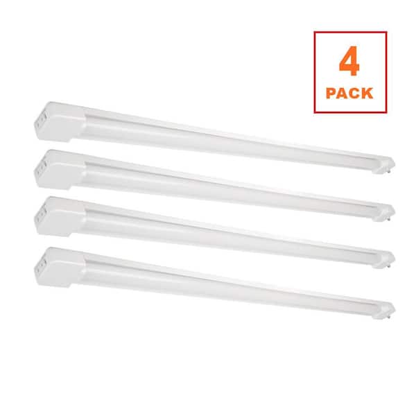 4 ft. 30-Watt 4000K Bright White 1-Light White Integrated LED Linkable Hanging Shop Light Fixture w/ Pull Chain (4-Pack)