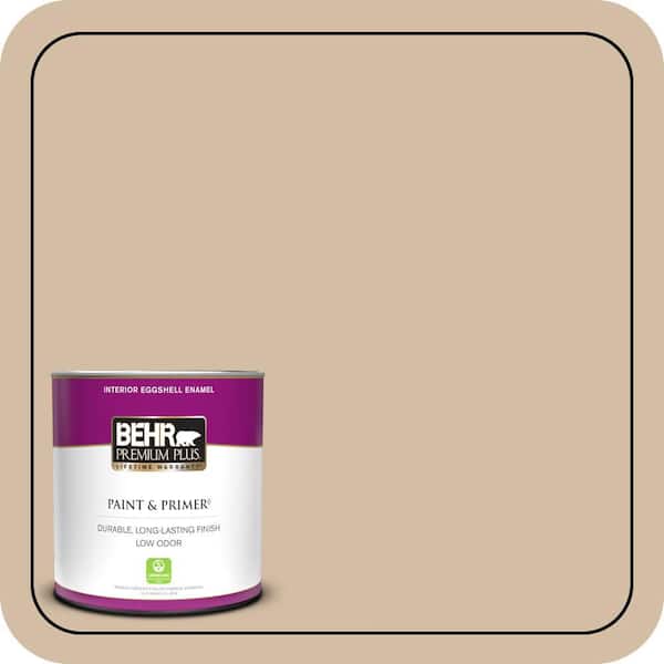 BEHR PREMIUM PLUS 1 qt. Home Decorators Collection #HDC-MD-12 Tiramisu Cream Eggshell Enamel Low Odor Interior Paint & Primer