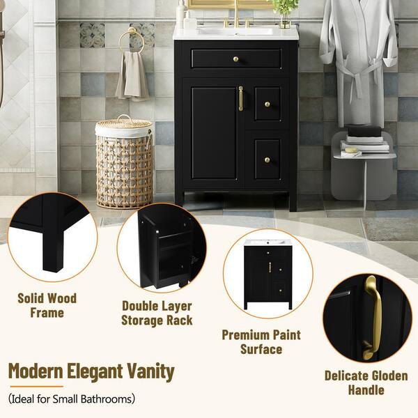 Qidian 24 in. W x 18. 4 in. D x 33. 8 in. H in Single Sink