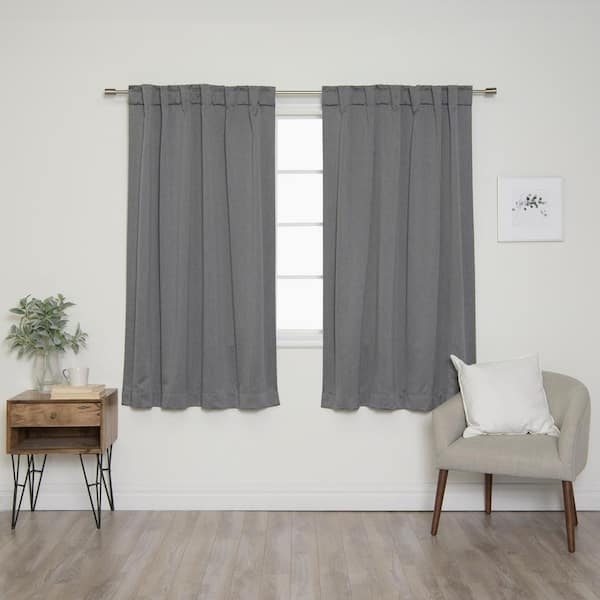 Best Home Fashion Grey Back Tab Blackout Curtain - 52 in. W x 63 in. L (Set of 2)