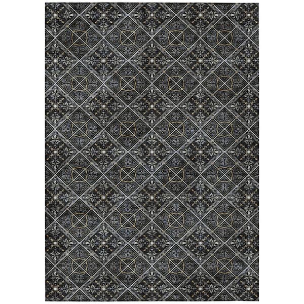 Chantille Machine Washable Indoor/Outdoor Abstract ACN2692 Black 5 ft. x 7 ft. 6 in. Area Rug