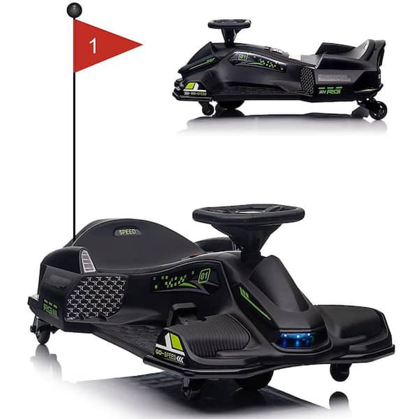 Garvee Drift Kart 24V Electric Go Kart for Kids 8+, 7Ah Battery 180W Brushless Motor, with High/Low Speed Switch, Black