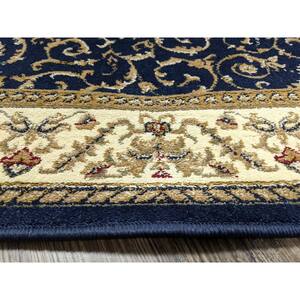 Como Navy 9 ft. x 12 ft. Traditional Floral Scroll Area Rug