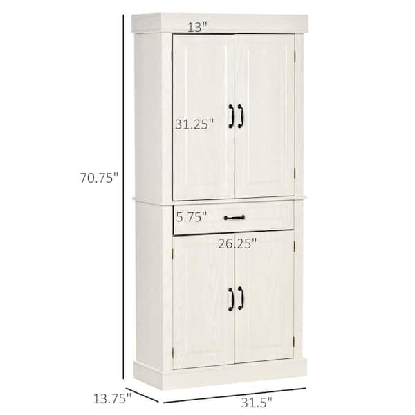  Gizoon 47 Kitchen Pantry Storage Cabinet with Doors and  Shelves with Drawers, Small Wooden Freestanding Cupboard for Kitchen Dining  Room Craft Room, White : Home & Kitchen