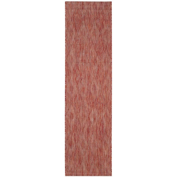 Courtyard Red/Red 2 ft. x 14 ft. Solid Color Diamond Indoor/Outdoor Runner Rug