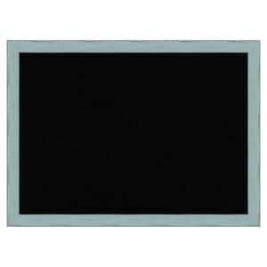 Sky Blue Rustic Wood Framed Black Corkboard 30 in. x 22 in. Bulletin Board Memo Board