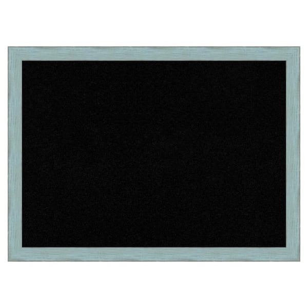 Amanti Art Sky Blue Rustic Wood Framed Black Corkboard 30 in. x 22 in. Bulletin Board Memo Board