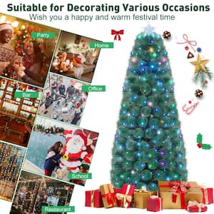 7 ft. Green Pre-Lit Fiber Optic Christmas Tree with 226 Multi-Color LED Lights and Top Star Light