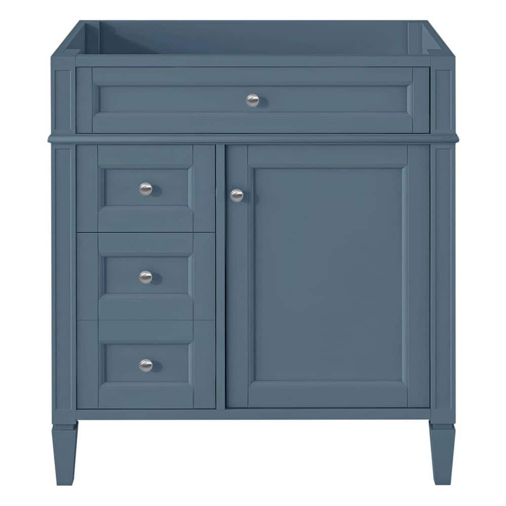 30 in. Bath Vanity Cabinet without Top in Blue with 2 Drawers and a Tip-out Drawer