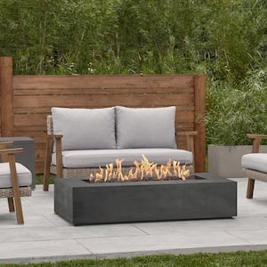 Brookhurst 56 in. W x 13 in. H Outdoor GFRC Liquid Propane Fire Pit in Carbon with Lava Rocks