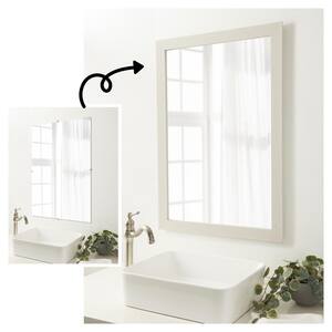 Mirror Makeover Rustic Plank White Narrow 17.25 in. W x 27.25 in. H Bathroom Mirror Frame Border Kit-Fits a 16x26 mirror