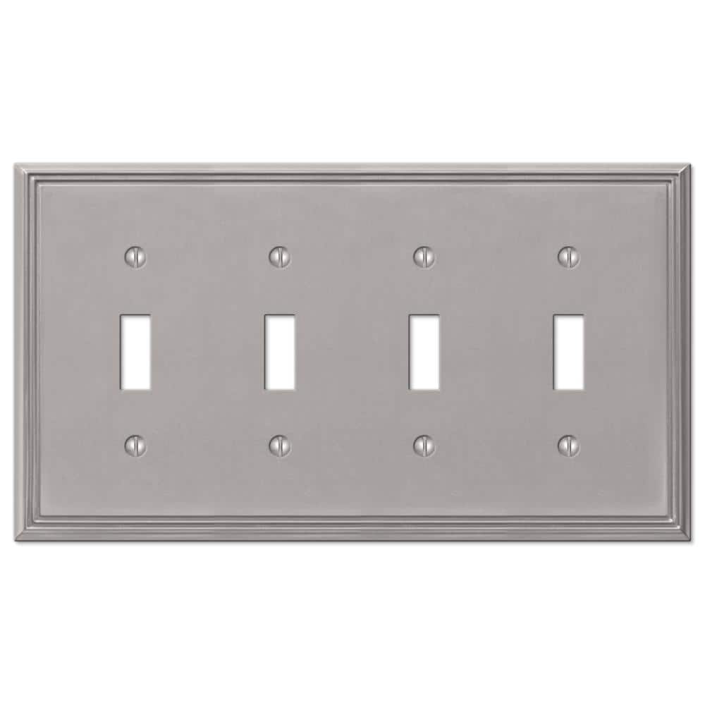 Brushed Nickel Quad Toggle Metal Wall Plate