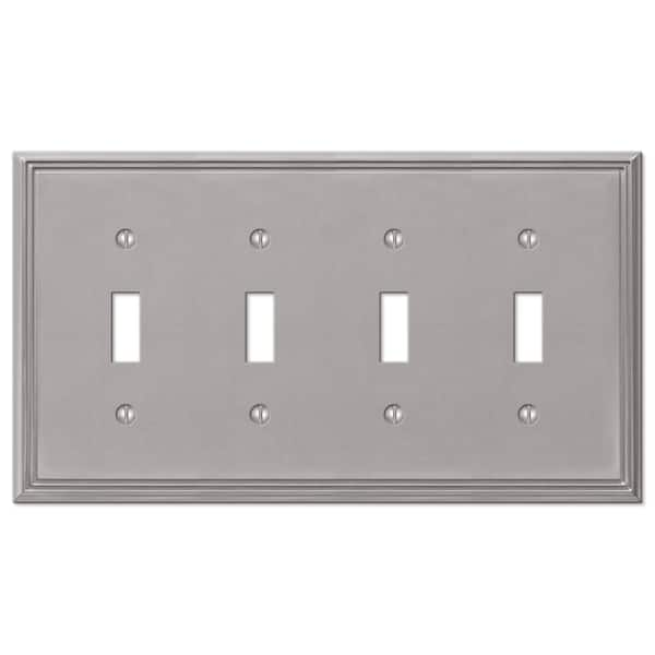 AMERELLE Rhodes 4 Gang Toggle Metal Wall Plate - Brushed Nickel 77T4BN ...