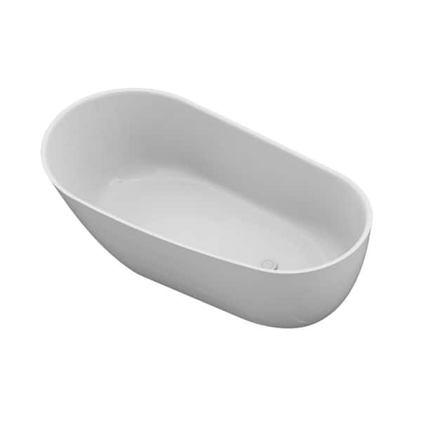 Kappa 67 in. Solid Stone Resin Flatbottom Non-Whirlpool Bathtub in Matte White