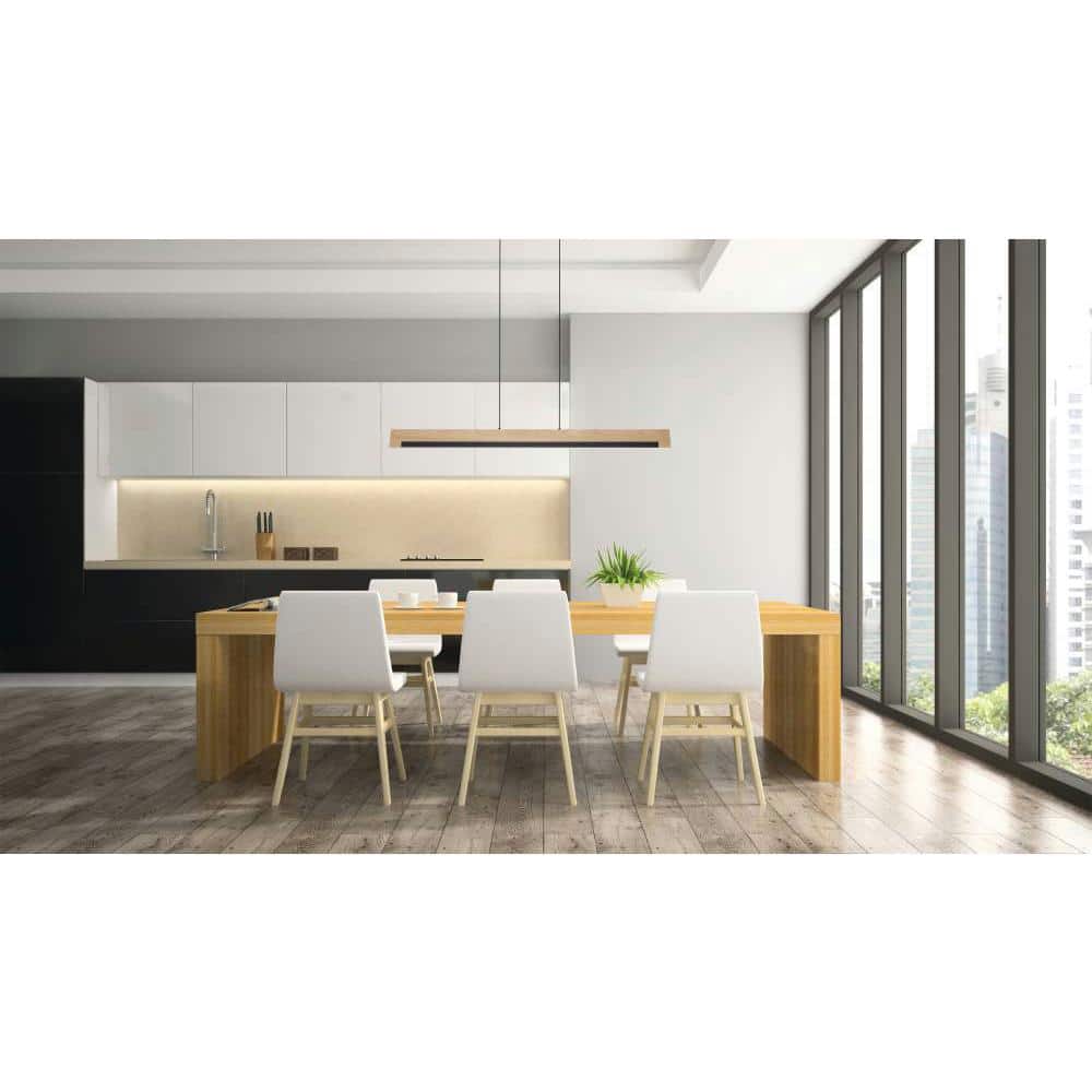Camacho 43'' Black and Natural LED Linear Pendant Light