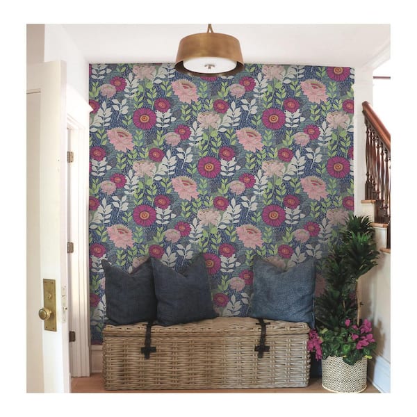 28.29 sq. ft. Tamara Day Botanical Garden Blue Peel and Stick Wallpaper