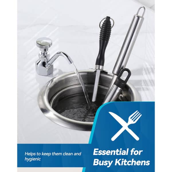 Single Handle Deck Mount Brass Standard Kitchen Faucet 0.4 GPM Dipper Well Faucet and Bowl Sink Set in Polished Chrome