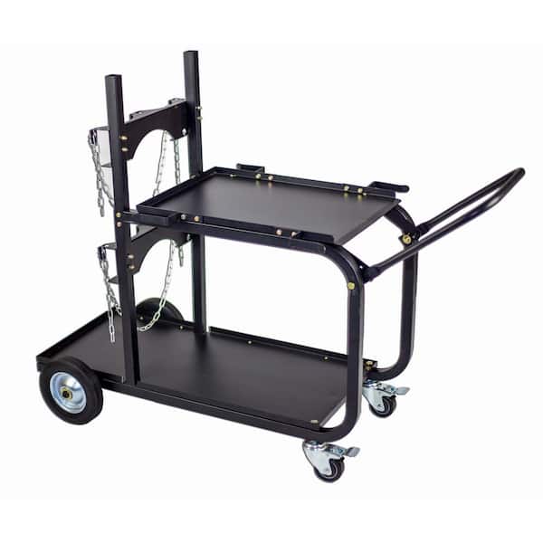 Steel Single/Dual Bottle Heavy Duty Universal Welding Cart with Fold Down Handle