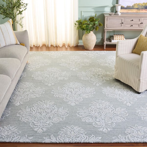 Glamour 8 ft. x 10 ft. Light Blue/Ivory Floral Area Rug