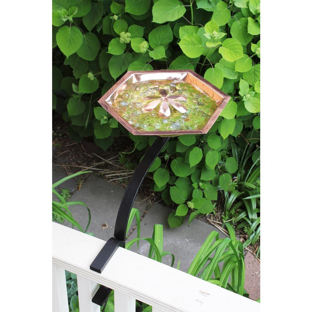 Hexagonal Copper Bee Birdbath with Metal Stake