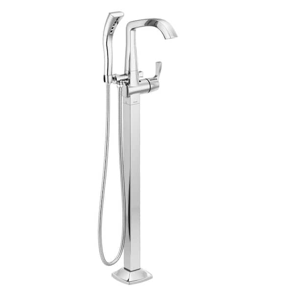 Delta Stryke 1-Handle Freestanding Tub Filler Trim Kit with Handshower in Chrome (Valve Not Included)