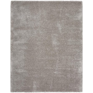Luxurious Shag Silver 7 ft. x 9 ft. Abstract Glam Contemporary Area Rug