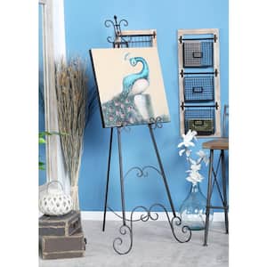 Black Metal Extra Large Free Standing Adjustable Display Stand Scroll Easel with Chain Support
