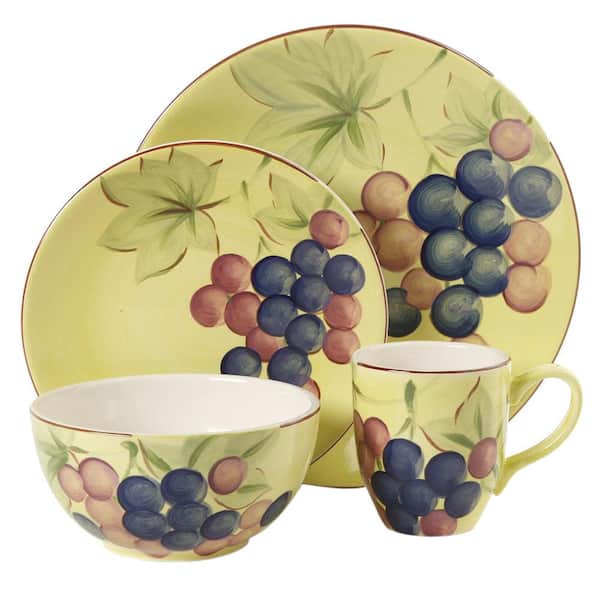 Gibson Home Fruitful Harvest 16-Piece Grapes Dinnerware Set