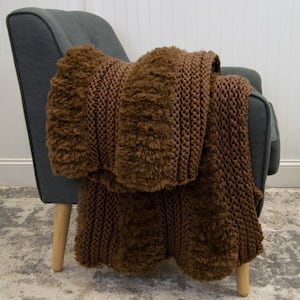 Plush Knit Tobacco Polyester Throw Blanket