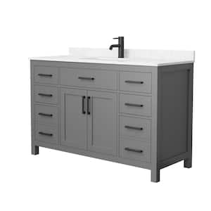 Beckett 54 in. W x 22 in. D x 35 in. H Single Sink Bathroom Vanity in Dark Gray with Carrara Cultured Marble Top