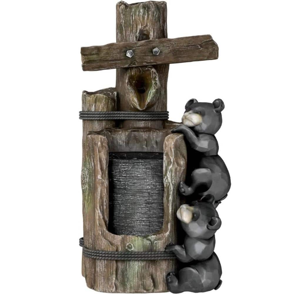 Outdoor Waterfall Floor Fountain with LED Lights, 3-Tier Resin Resin Bears on Log with Pump price history on PriceWatchPro