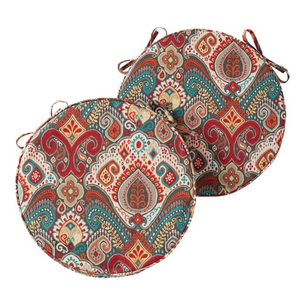 Greendale Home Fashions 18 in. x 18 in. Asbury Park Round Outdoor Seat Cushion (2-Pack)
