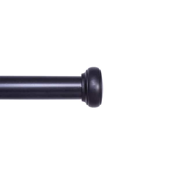 Kenney Weaver 28 in. - 48 in. Adjustable Single Curtain Rod 1 in. Diameter in Black with Cap End Finials