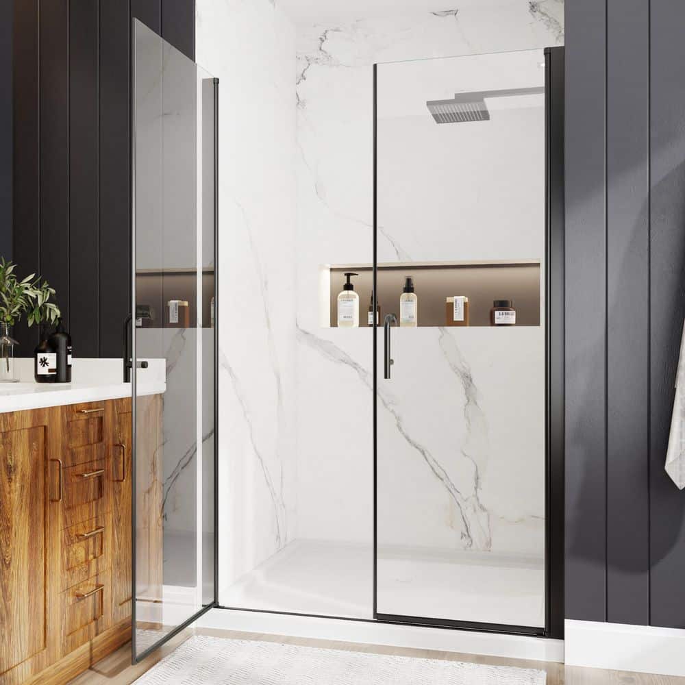 46-48 in. W x 72 in. H Double Pivot Semi-Frameless Shower Door in Matte Black with 6mm SGCC Clear Tempered Glass price history on PriceWatchPro