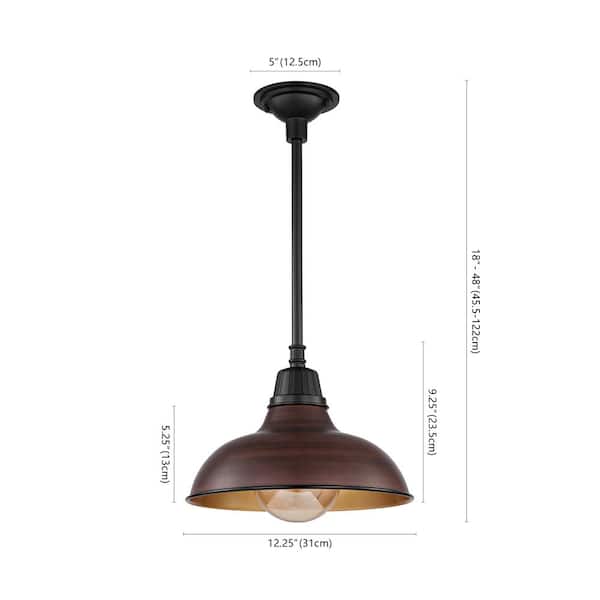 JONATHAN Y Jasper 12.25 in. 1-Light Wood Finish/Copper