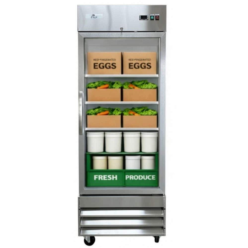 29 in. 23 cu. ft. Commercial Reachâ€‘In Upright Refrigerator in Stainless Steel
