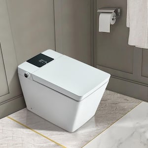 Rectangular 12 in. Roungh-In Smart Toilet Bidet, Auto Open/Flushing, Remote, LED Screen Display, Round Seat in White