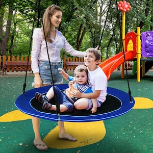 40 in. Saucer Tree Swing 660 lbs. for Kids Adults Outdoor with LED Lights Blue