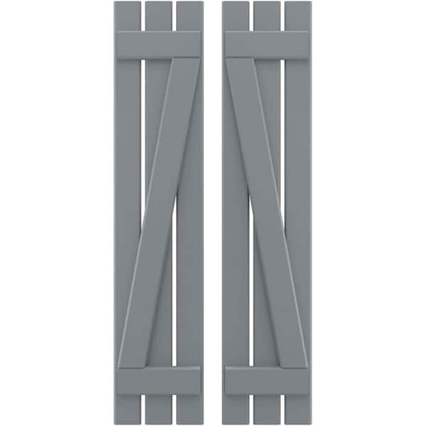 Ekena Millwork 11-1/2 in. W x 76 in. H Americraft 3-Board Exterior Real Wood Spaced Board and Batten Shutters with Z-Bar in Ocean Swell