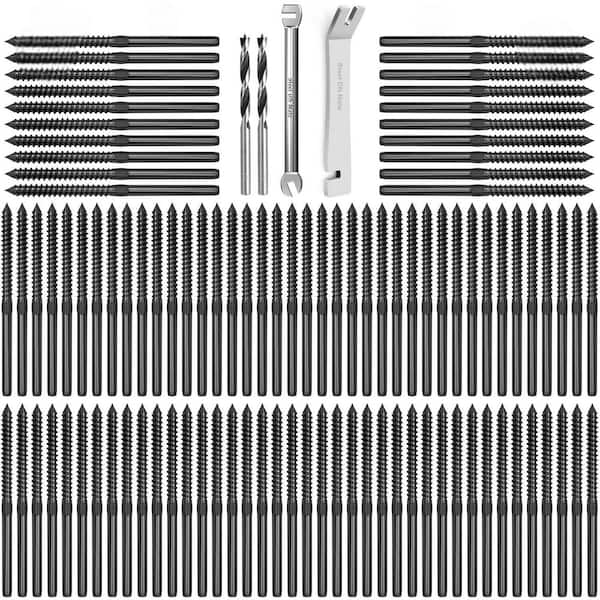 100 Pack T316 Stainless Steel Swage Lag Screws for 1/8 Cable Railing Kit Black Deck Stair DIY Baluster Wrench Included
