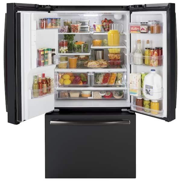 https://images.thdstatic.com/productImages/f62b9b13-6561-4b09-b423-4ffd40d2b846/svn/fingerprint-resistant-black-slate-ge-french-door-refrigerators-gfe26jemds-40_600.jpg